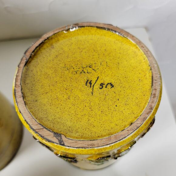 Set of 4 Vintage Baldelli Pottery Ceramic Cookie Canisters with Lid Green Italy - Picture 7 of 13